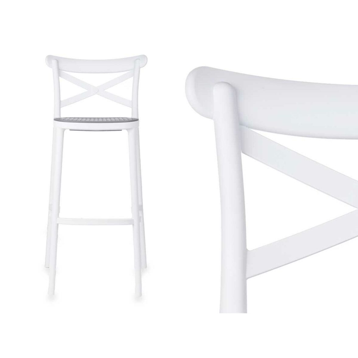 Taburete GiftDecor PC-175B Blanco Gris Polipropileno Ratán 41 x 103 x 52,5 cm (4 Unidades) - Imagen 5