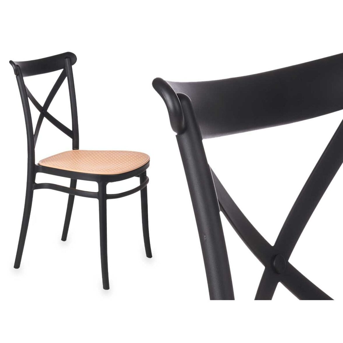 Silla GiftDecor PC-175 Negro Beige 4 Unidades - Imagen 3