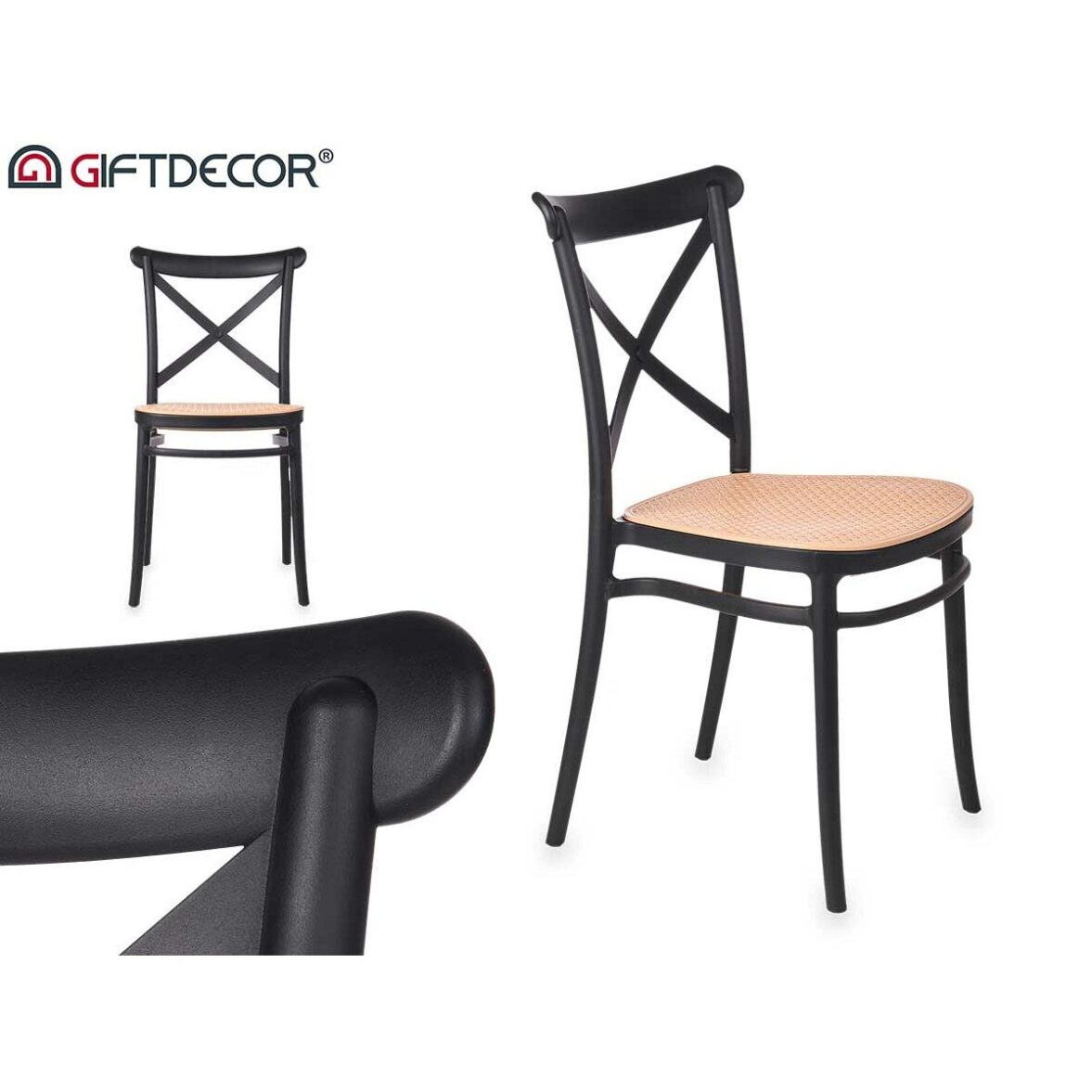 Silla GiftDecor PC-175 Negro Beige 4 Unidades - Imagen 4