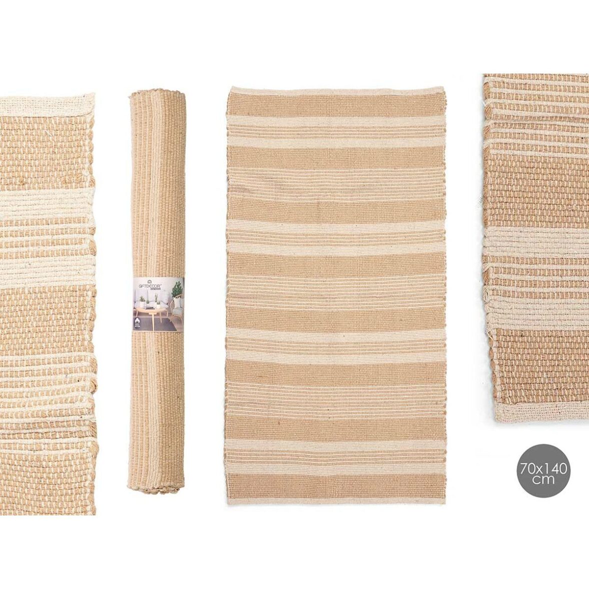 Alfombra GiftDecor NO.01 Blanco Marrón 70 x 140 cm (8 Unidades) - Imagen 3