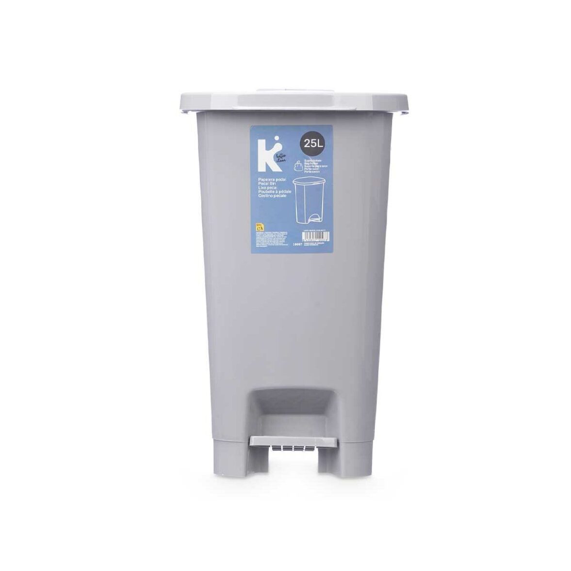Papelera con Pedal ABK-142 1 Gris Plástico 25 L (6 Unidades) - Imagen 6