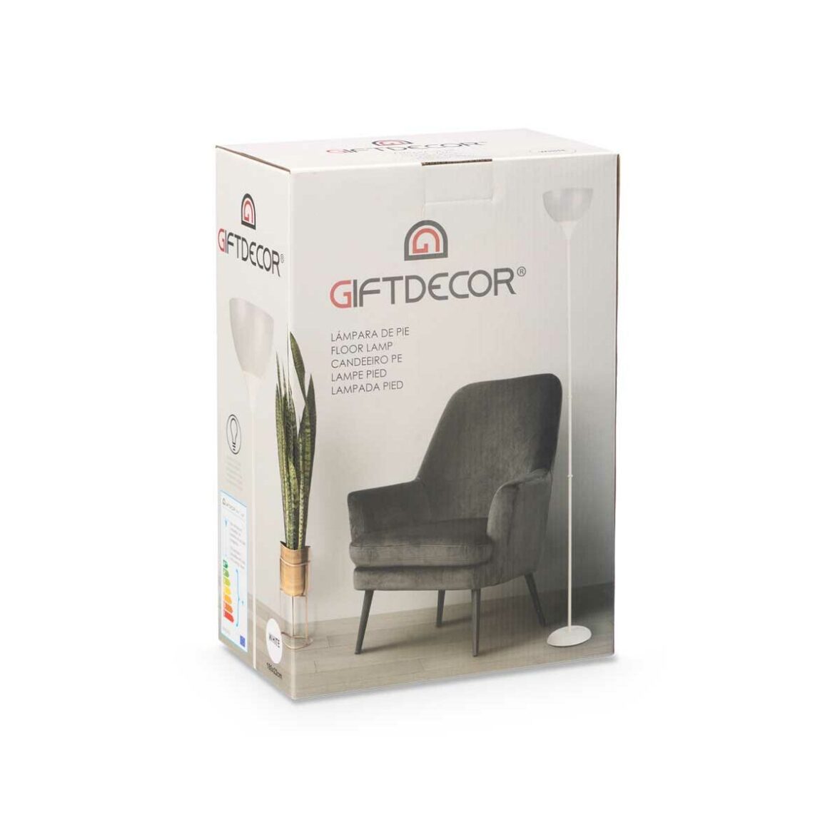 Lámpara de Pie GiftDecor CE13581-3(133) Blanco 60 W 220-240 V 22 x 185 x 22 cm (2 Unidades) - Imagen 4