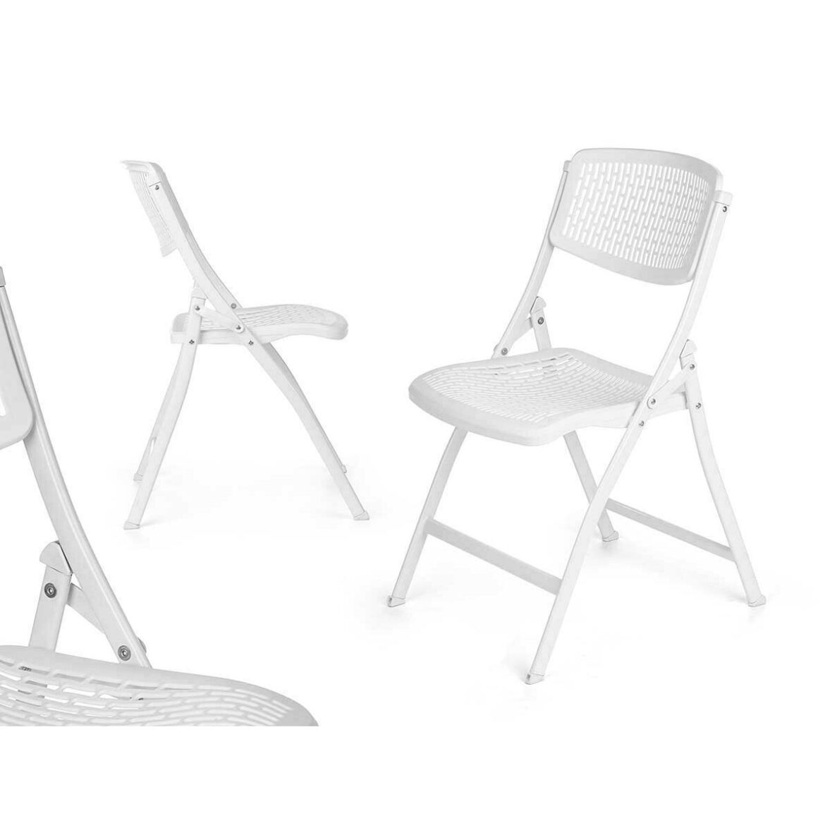 Silla Plegable GiftDecor 12721 Blanco 59 x 50 x 82 cm 108 x 11,5 x 50 cm (4 Unidades) - Imagen 3