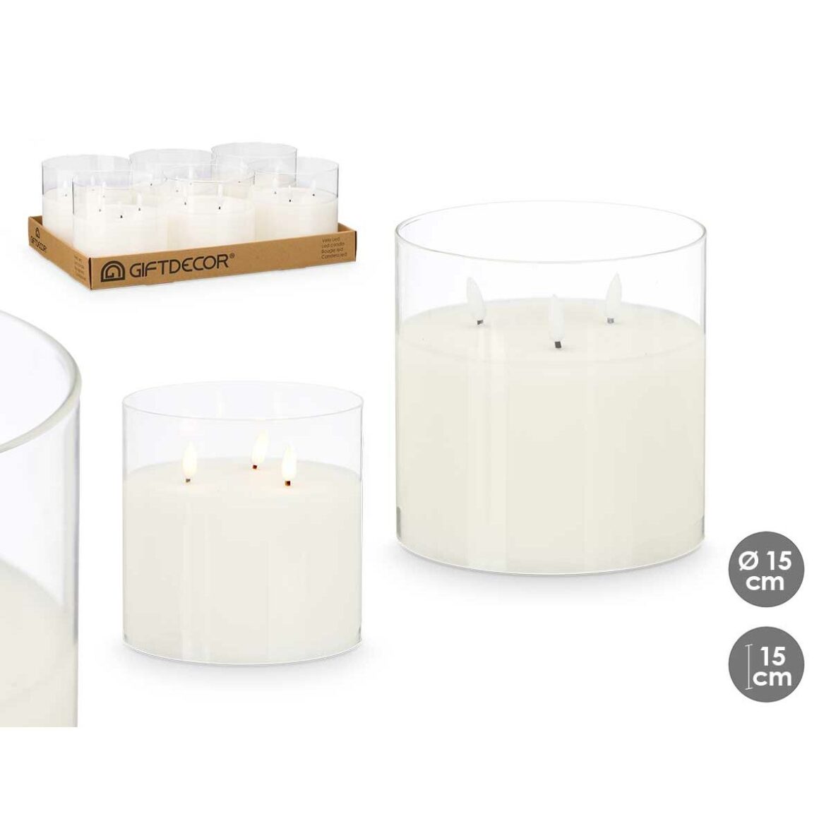 Vela LED GiftDecor Z23688 Blanco Transparente 15 x 15 x 15 cm (6 Unidades) - Imagen 3