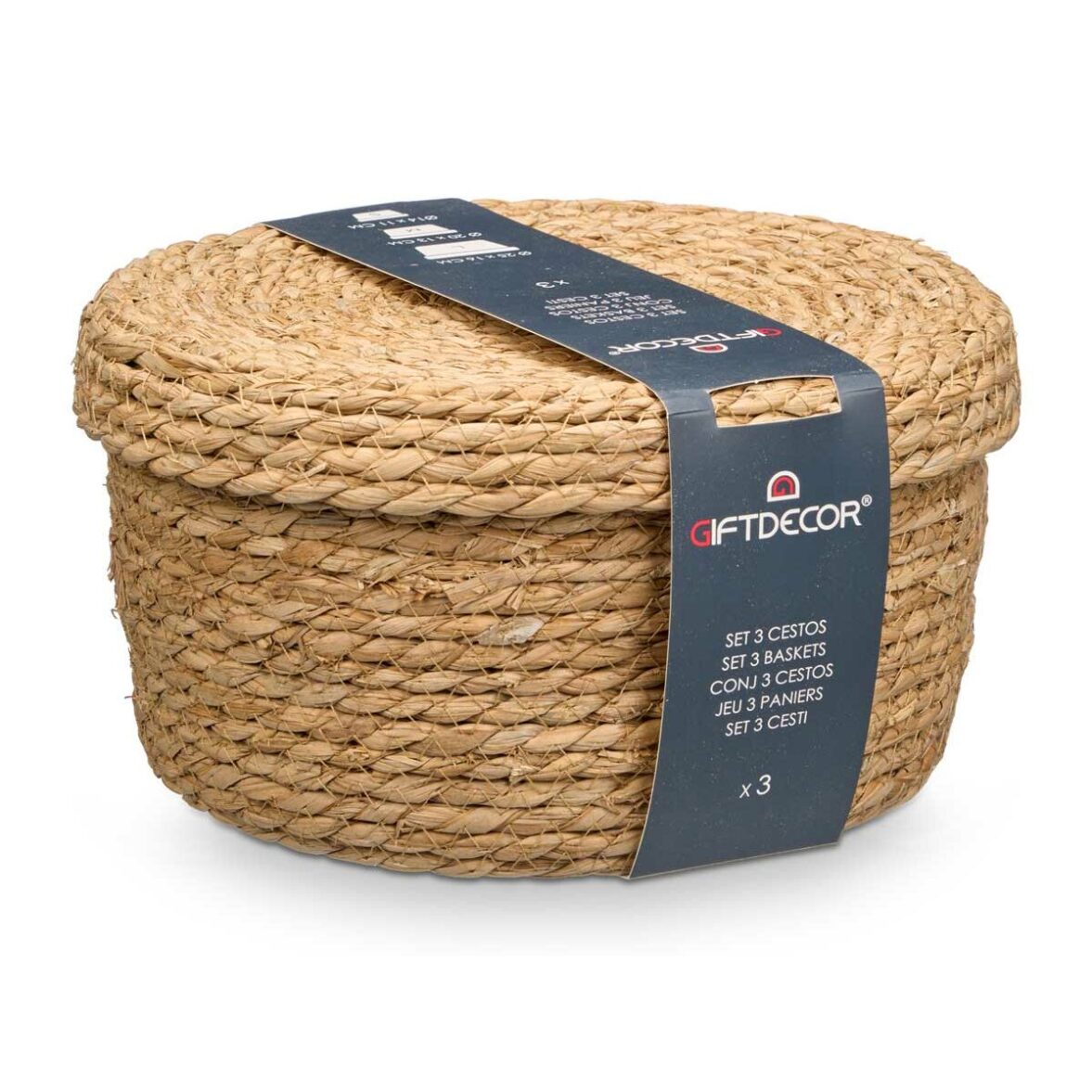 Juego de Cestos GiftDecor SY101703 Natural Fibra natural (6 Unidades) - Imagen 4
