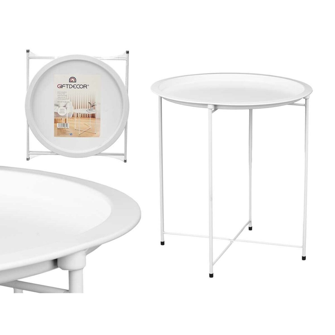 Mesa Auxiliar Plegable GiftDecor WR4405.1 Blanco 46,8 x 50,2 x 46,8 cm (4 Unidades) - Imagen 3