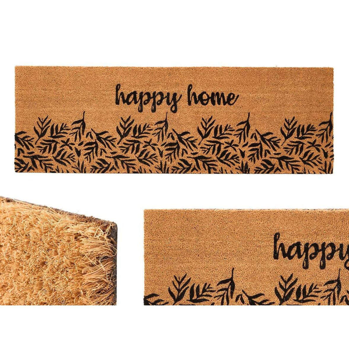 Felpudo GiftDecor Happy home Natural PVC Fibra de coco 120 x 1 x 40 cm (6 Unidades) - Imagen 3