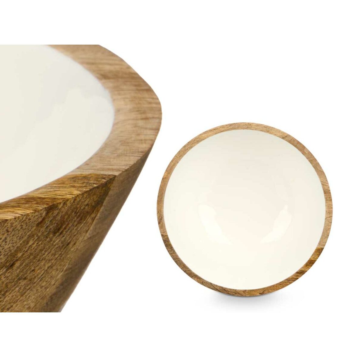 Cuenco GiftDecor MALI-701 W Blanco Esmalte Madera de mango 25 x 10,3 x 25 cm (6 Unidades) - Imagen 6