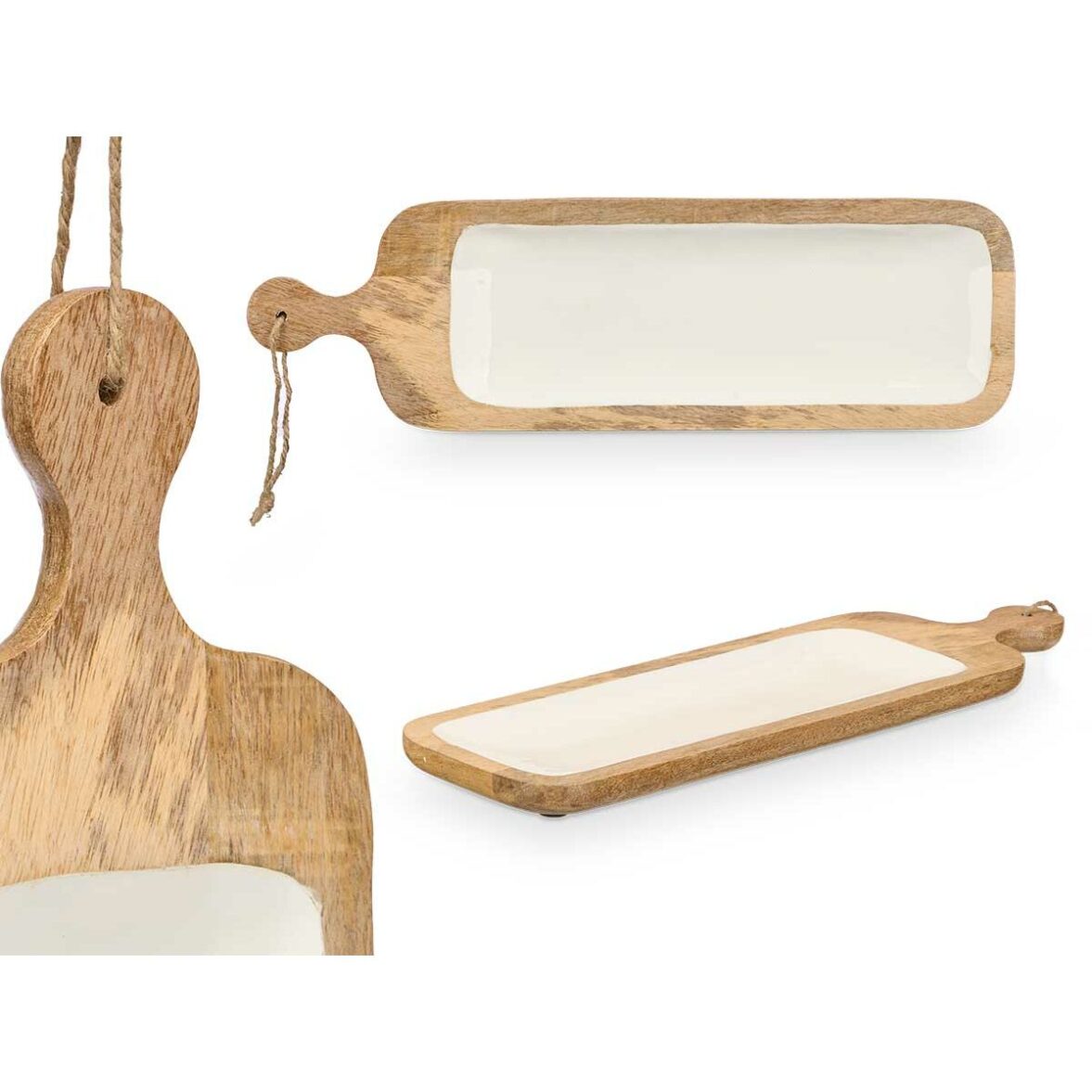 Bandeja de Aperitivos GiftDecor MALI-798 W Blanco 50,7 x 3 x 14 cm (6 Unidades) - Imagen 3