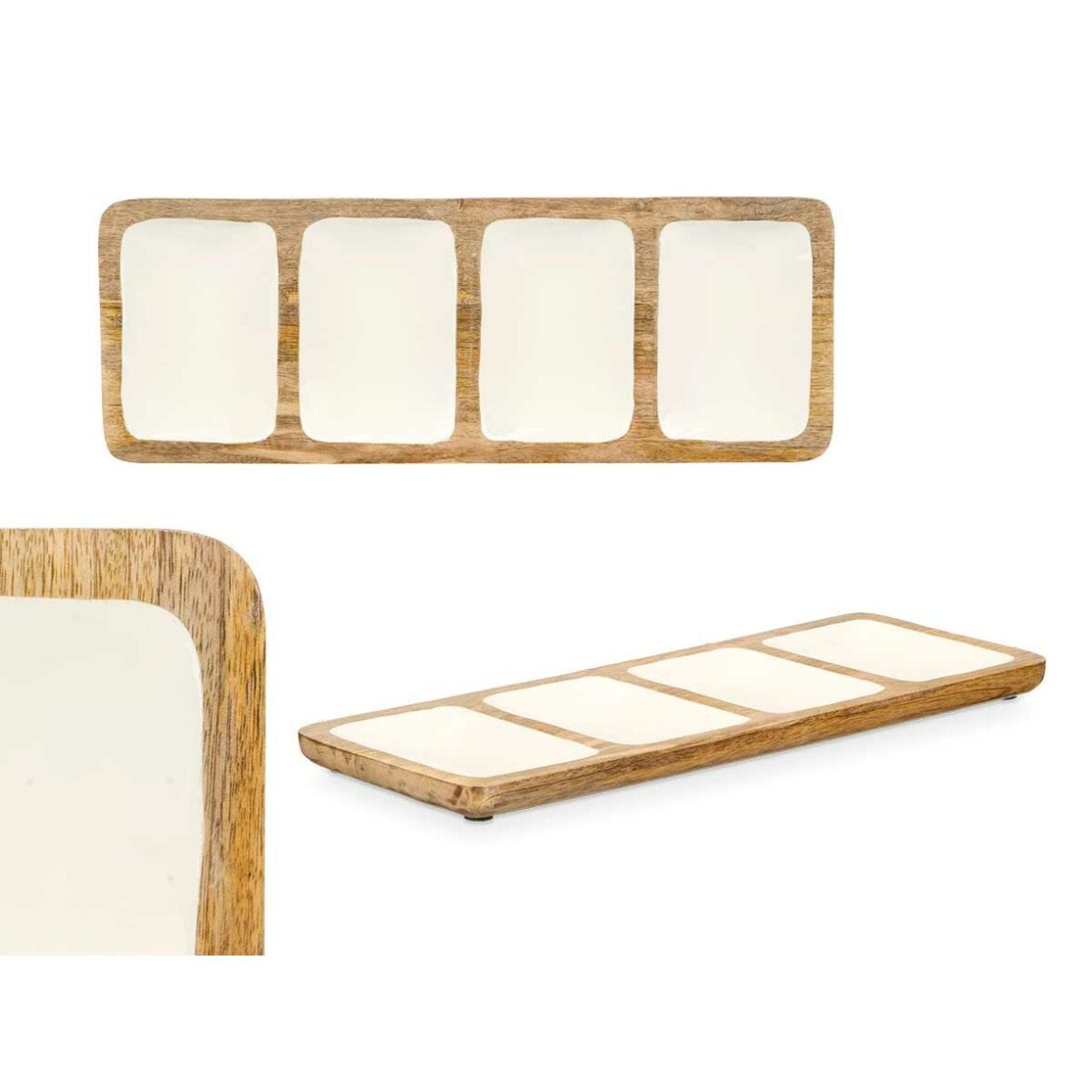 Bandeja con Compartimentos GiftDecor MALI941 W Blanco 46 x 3 x 17 cm (6 Unidades) - Imagen 4