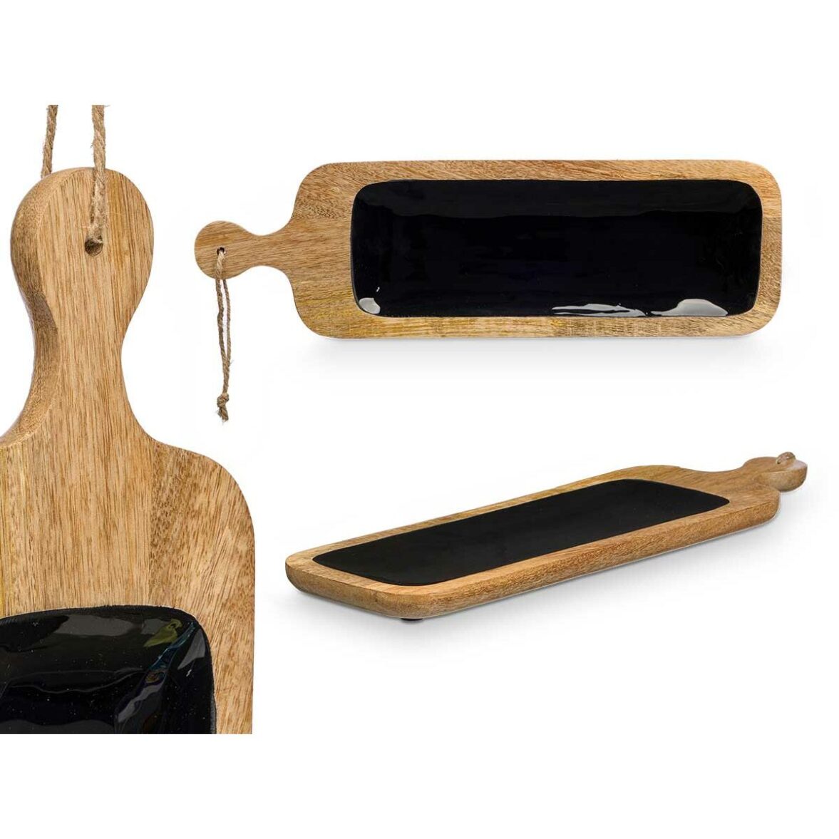 Bandeja de Aperitivos GiftDecor MALI-798 B Negro 50,7 x 3 x 14 cm (6 Unidades) - Imagen 5