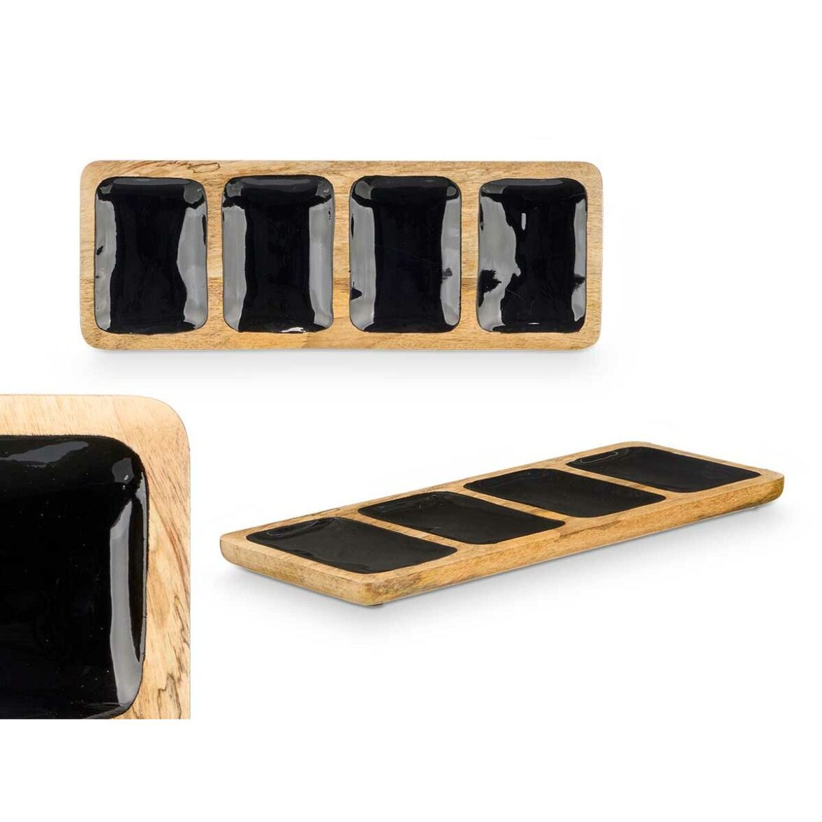 Bandeja con Compartimentos GiftDecor MALI-941 B Negro 46 x 3 x 17 cm (6 Unidades) - Imagen 4