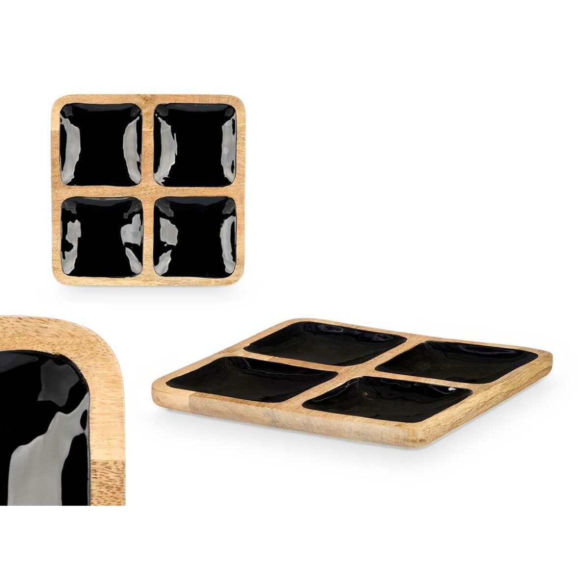 Bandeja con Compartimentos GiftDecor MALI-991 B Negro 31 x 3 x 31 cm (6 Unidades) - Imagen 4