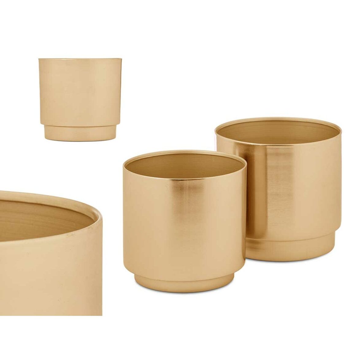 Set de Macetas GiftDecor 40055-G Dorado Hierro 18 x 16,5 x 18 cm 16 x 15,5 x 16 cm (6 Unidades) - Imagen 3