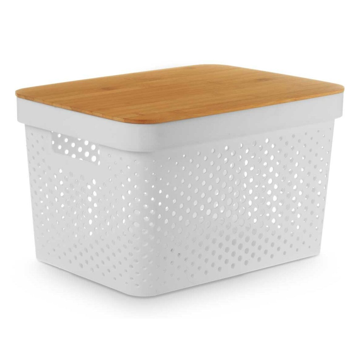 Caja Multiusos Kinvara CH52970 (25) Blanco Marrón Bambú Polipropileno 35,7 x 22 x 26,2 cm (4 Unidades) - Imagen 4