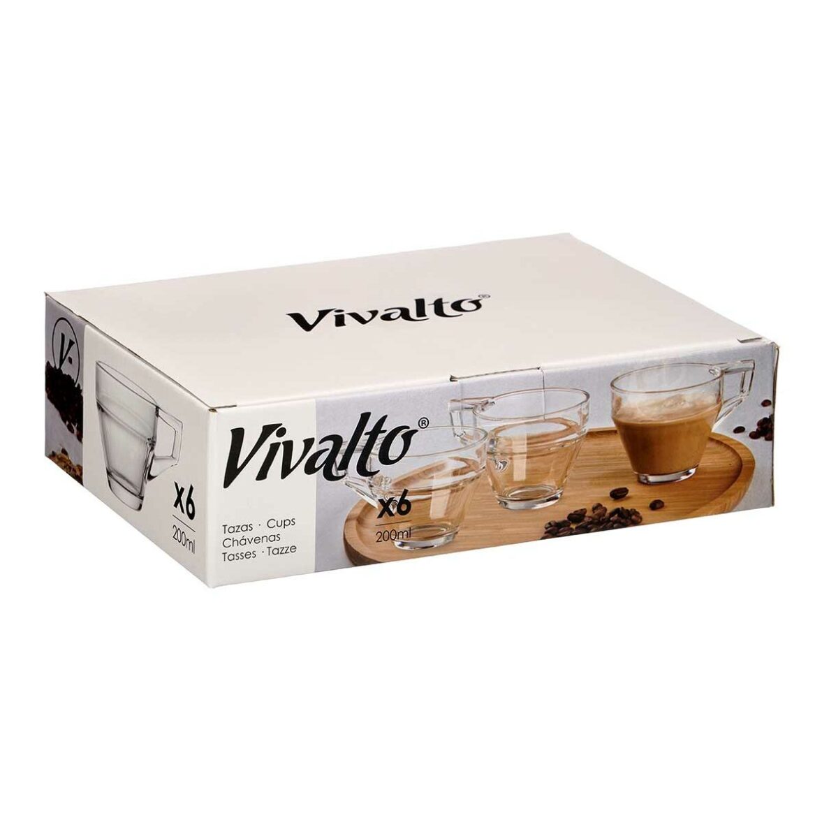 Taza de café y té Vivalto ZLQ02/BHA6 Transparente Vidrio 199 ml (6 Unidades) - Imagen 4