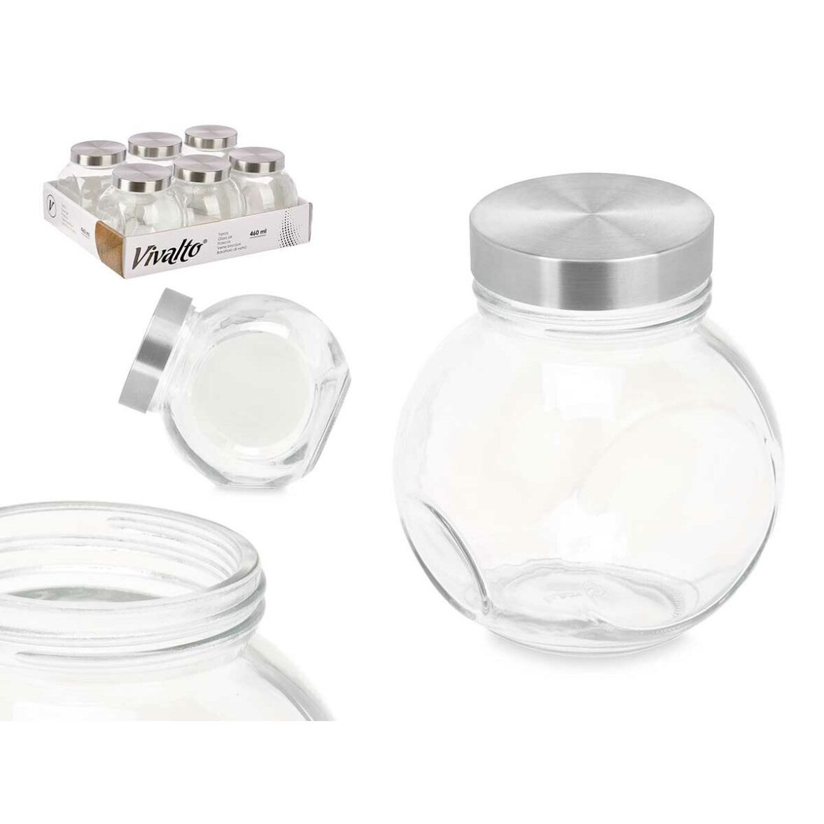 Tarro de galletas Vivalto CW-74-4/TH6 Transparente Vidrio 460 ml 10 x 11 x 10 cm (6 Unidades) - Imagen 5