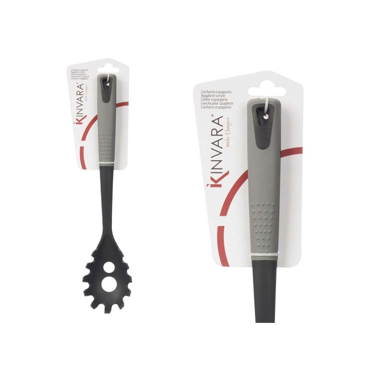 Cuchara para Servir Pasta Kinvara KT212043-9 PBT Negro Gris TPR PBT 7 x 34 x 4 cm (12 Unidades) - Imagen 5