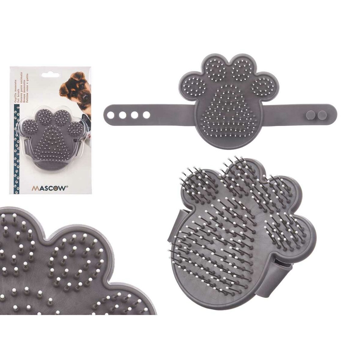Cepillo para Perros Mascow 336 Gris 10,5 x 10 x 3 cm (12 Unidades) - Imagen 5