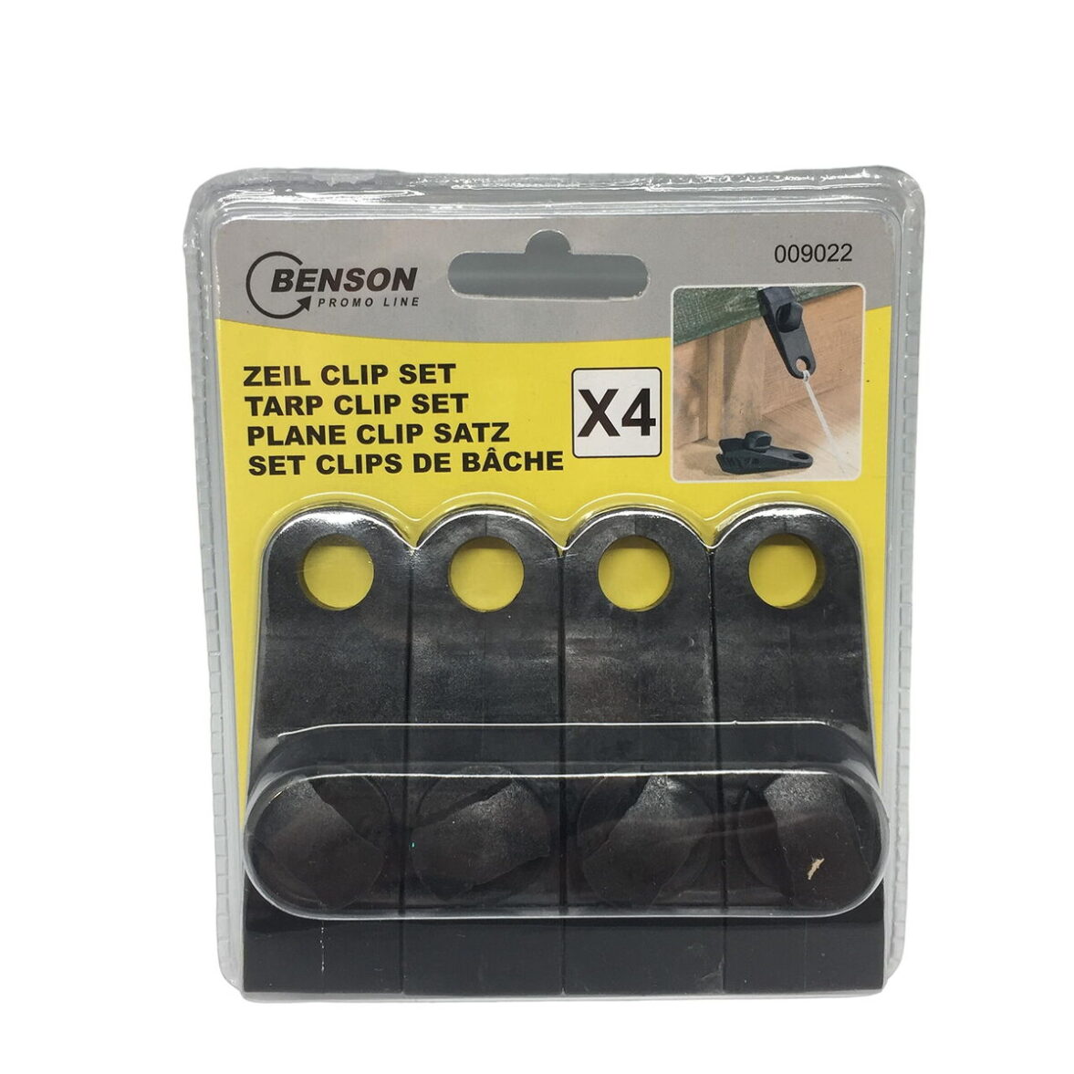 Set de pinzas para sujeción de toldos y lonas Bensontools Clip Negro 4 Unidades Ø 0,27 x 8 x 3 cm - Imagen 3
