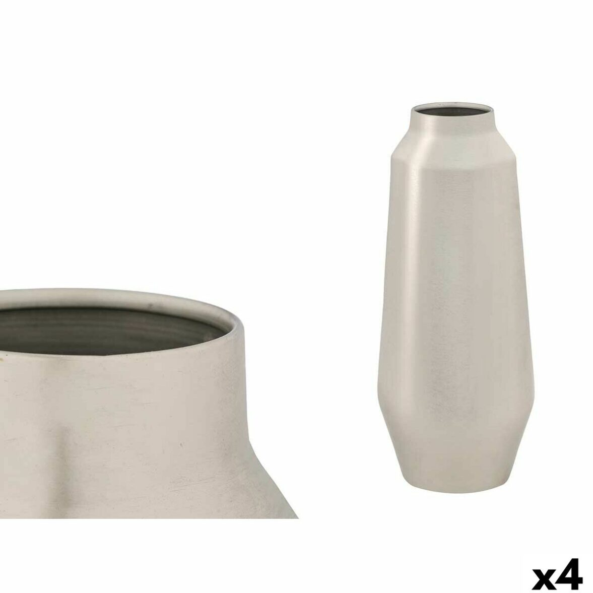Jarrón GiftDecor 10216-SS Plateado Hierro 18 x 40 x 18 cm (4 Unidades)