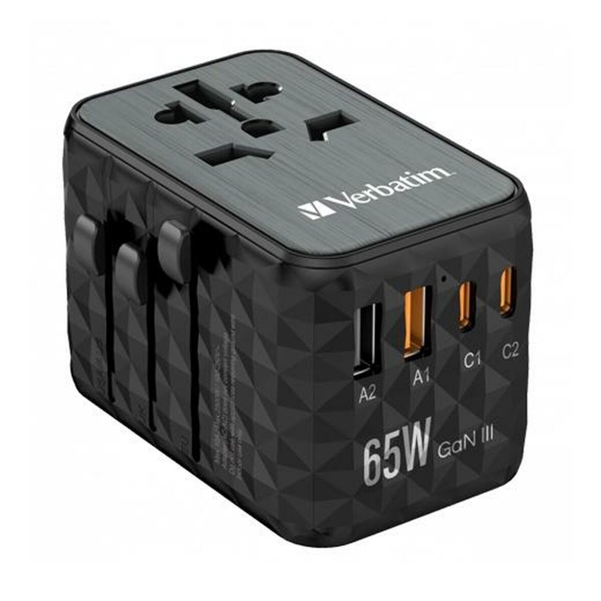 Adaptador universal Verbatim Negro Gris 65 W