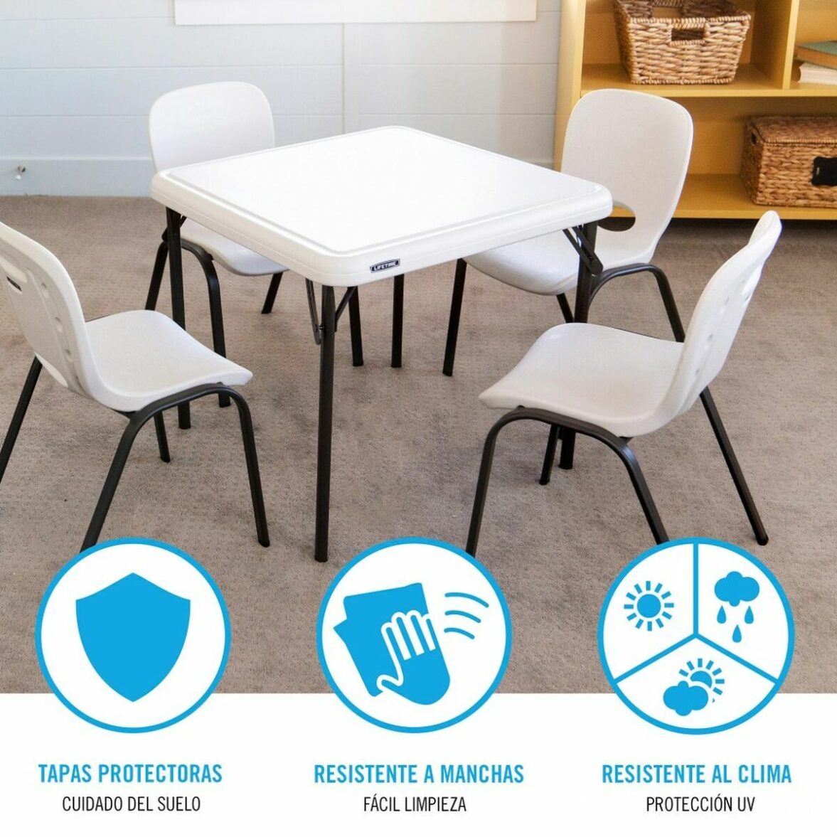 Mesa Infantil Lifetime Plegable Blanco Acero Plástico 61 x 61 x 53,5 cm - Imagen 5