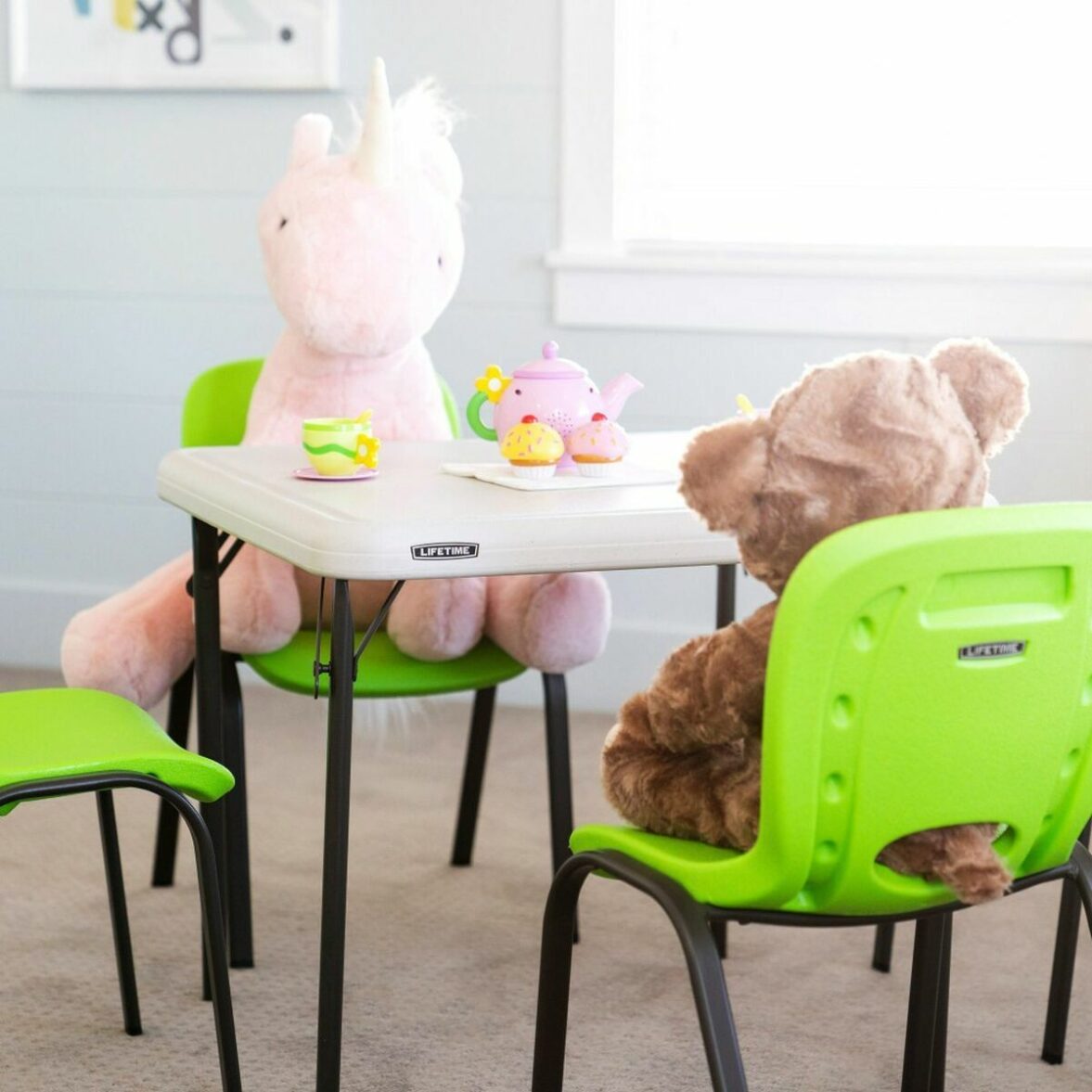 Mesa Infantil Lifetime Plegable Blanco Acero Plástico 61 x 61 x 53,5 cm - Imagen 3