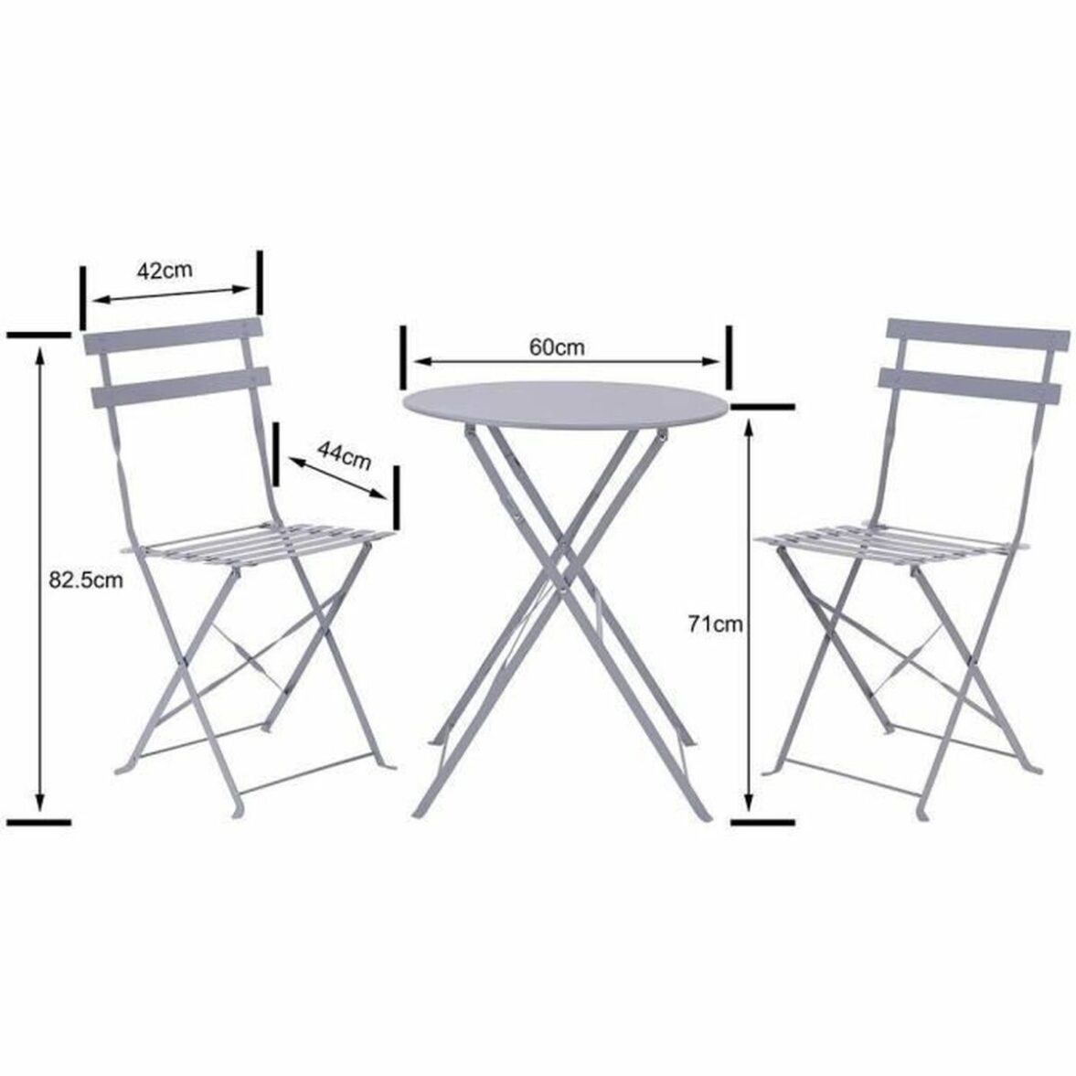Conjunto de Mesa con 2 Sillas Gris - Imagen 4