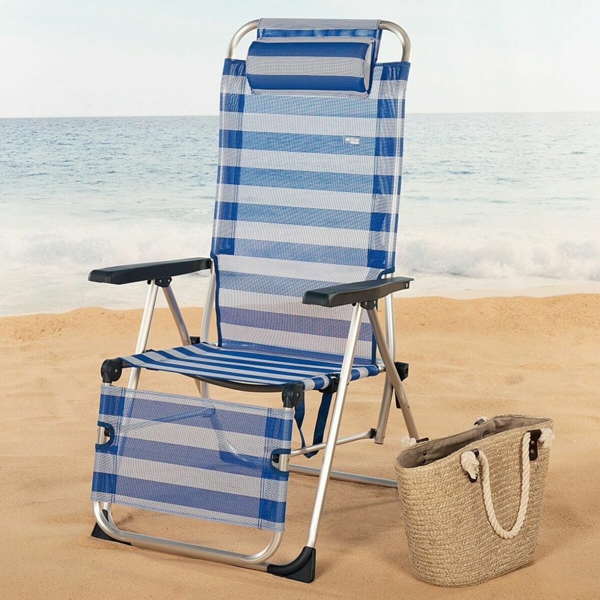Tumbona reclinable Colorbaby textileno Aluminio Azul Blanco 149 x 49 x 78 cm - Imagen 4