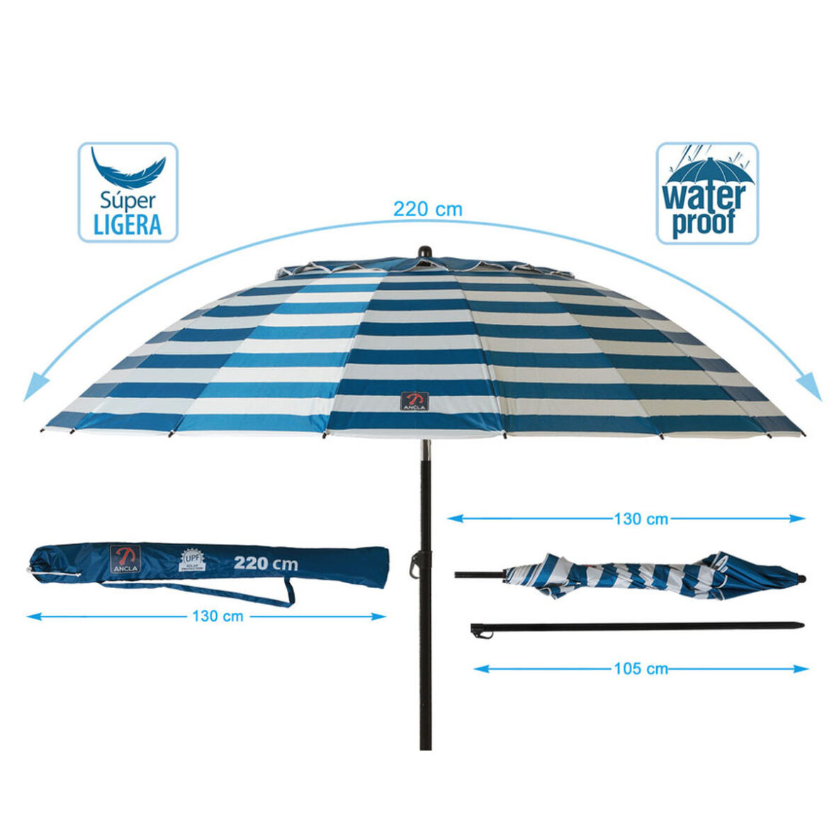 Sombrilla 220 cm UPF 50+ Marinero - Imagen 3