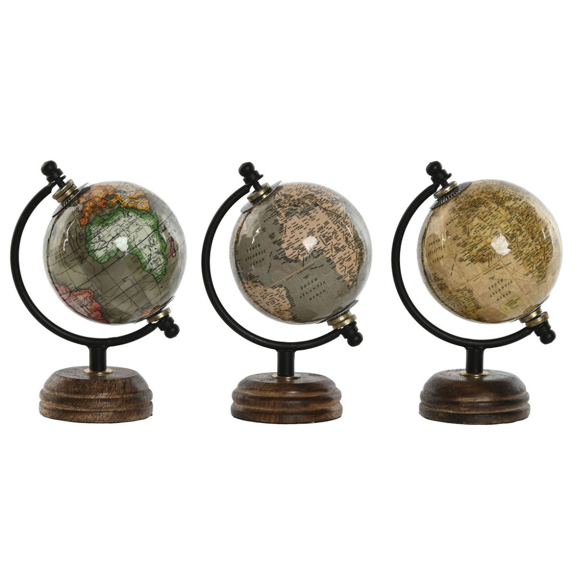Globo Terraqueo Home ESPRIT Verde Beige Vintage 10 x 8 x 14 cm (3 Unidades)