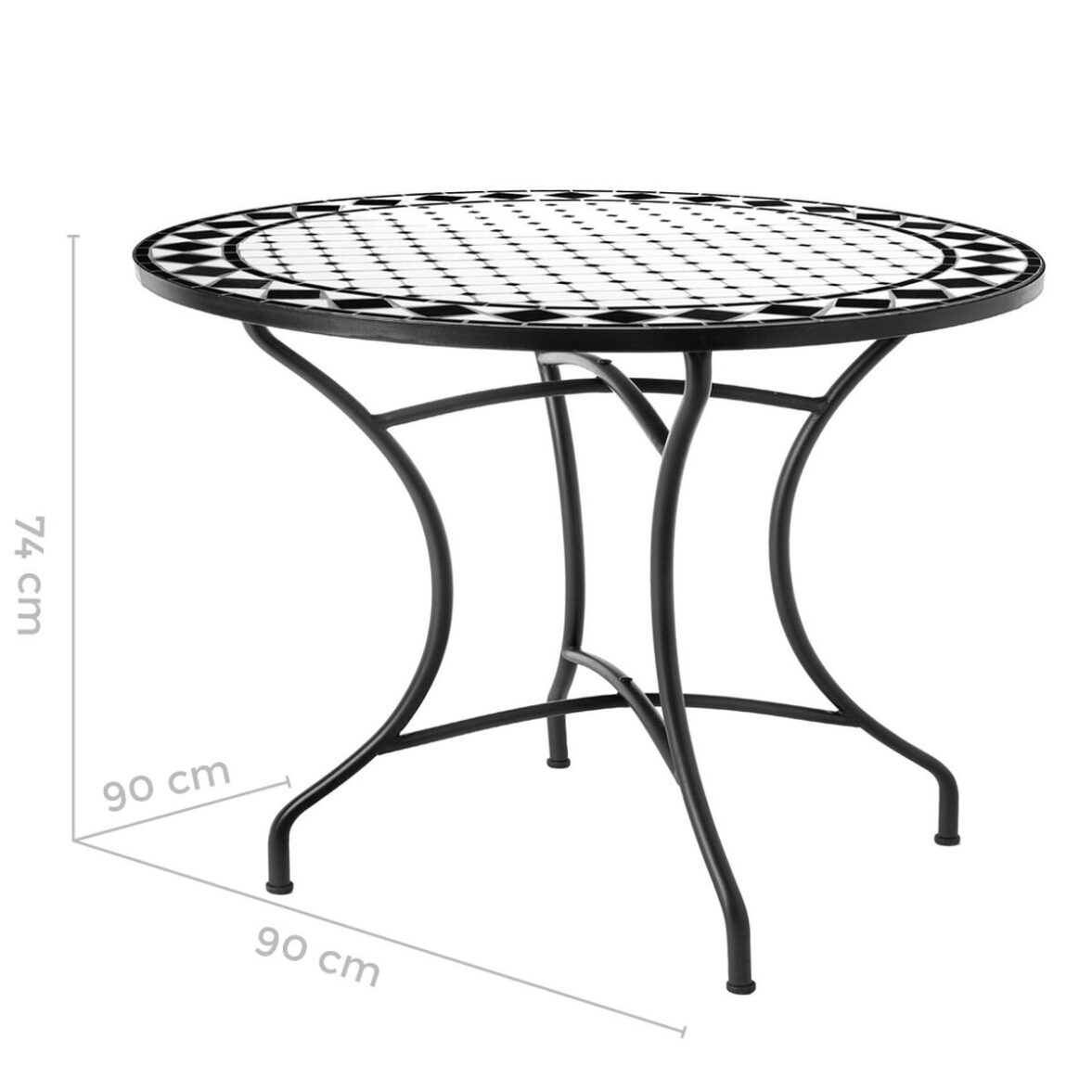 Mesa auxiliar Delfos Blanco Negro Cerámica 90 x 90 x 75 cm - Imagen 3