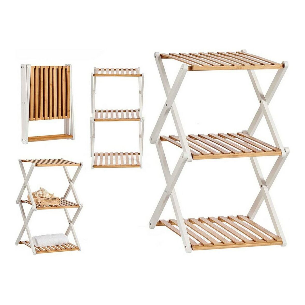 Estantería Marrón Blanco Plegable Madera (32 x 65 x 39 cm) - Imagen 3