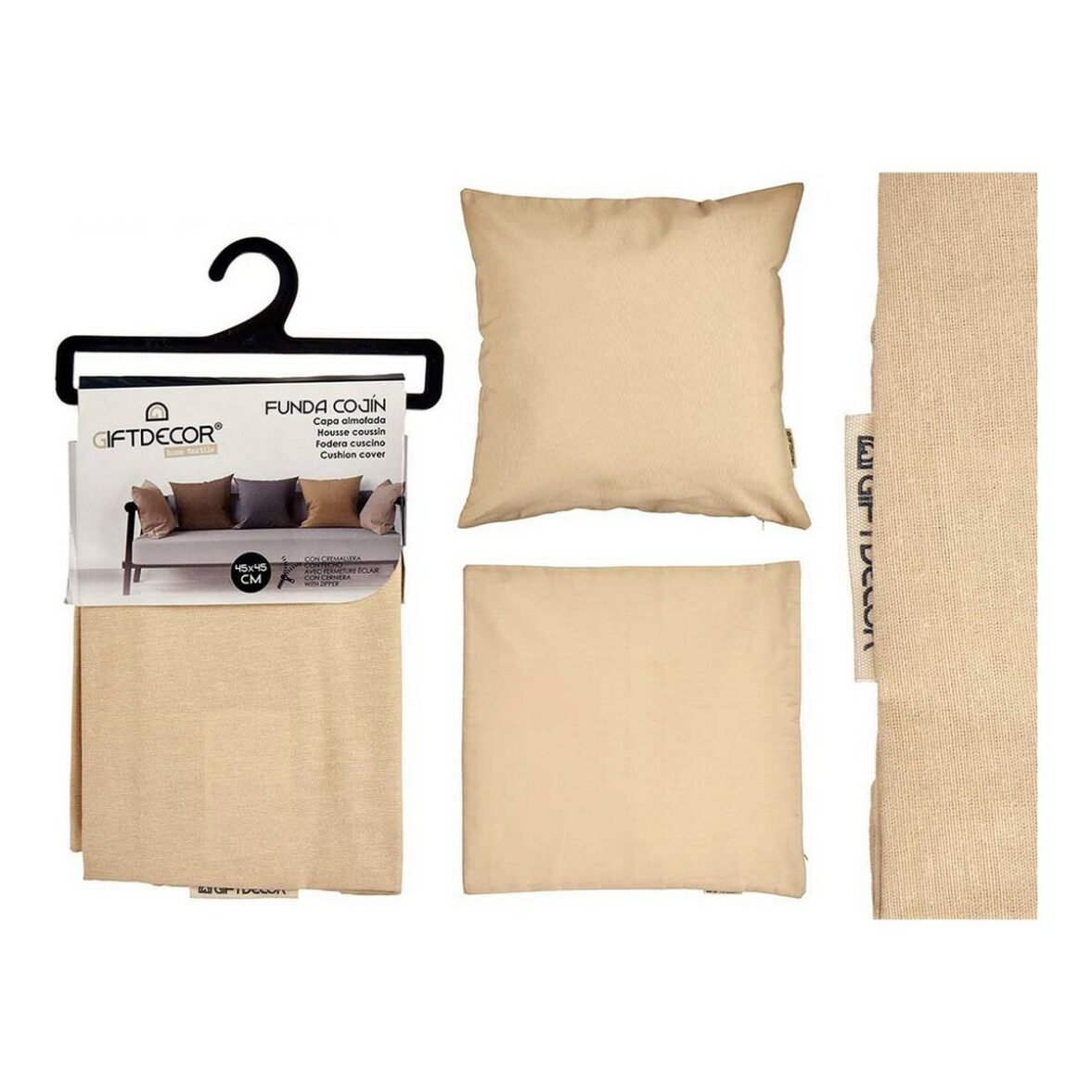 Funda de cojín Crema Beige 45 x 0,5 x 45 cm 60 x 0,5 x 60 cm - Imagen 5