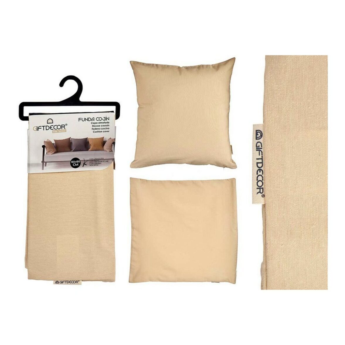 Funda de cojín Crema Beige 45 x 0,5 x 45 cm 60 x 0,5 x 60 cm - Imagen 7