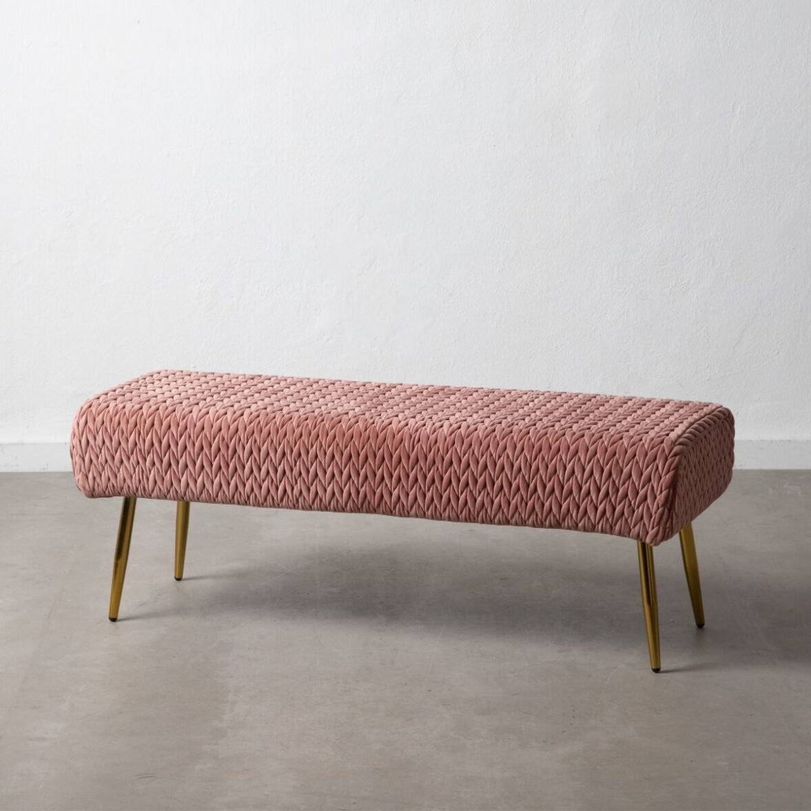 Banqueta 111 x 44 x 41,5 cm Tejido Sintético Rosa Metal - Imagen 8