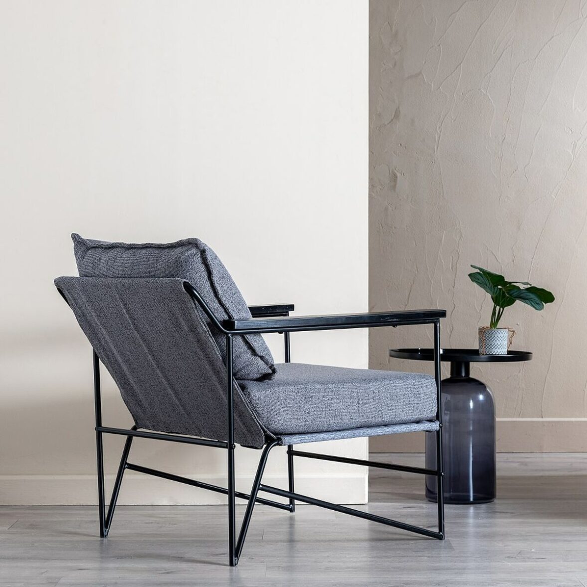 Sillón 69 x 79 x 82 cm Tejido Sintético Gris Metal - Imagen 5