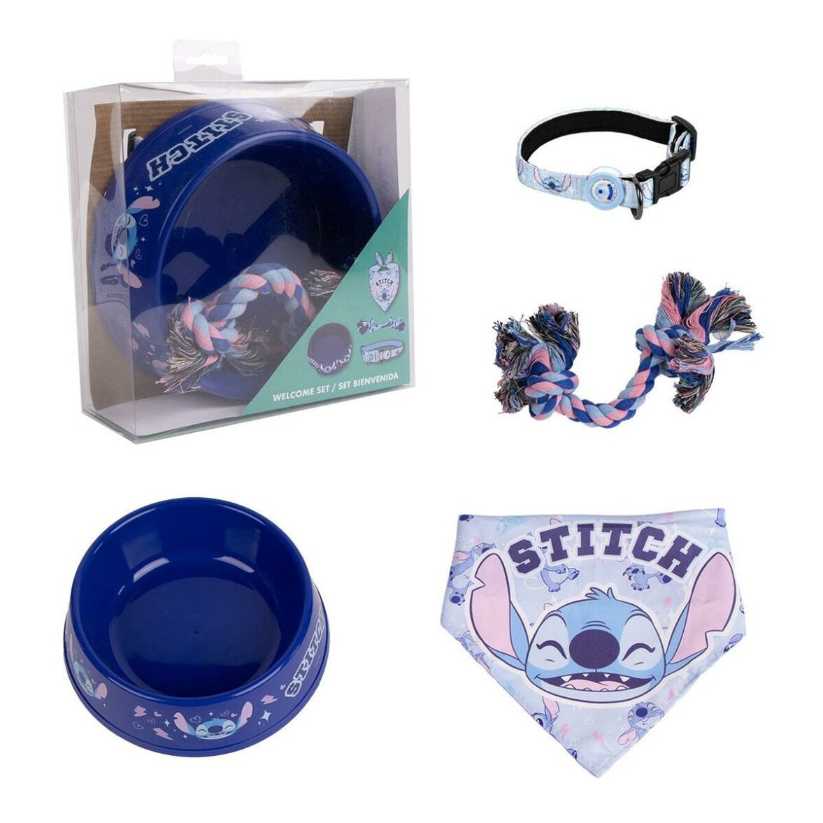 Set de Regalo Stitch Azul Multicomposición Perro 4 Piezas