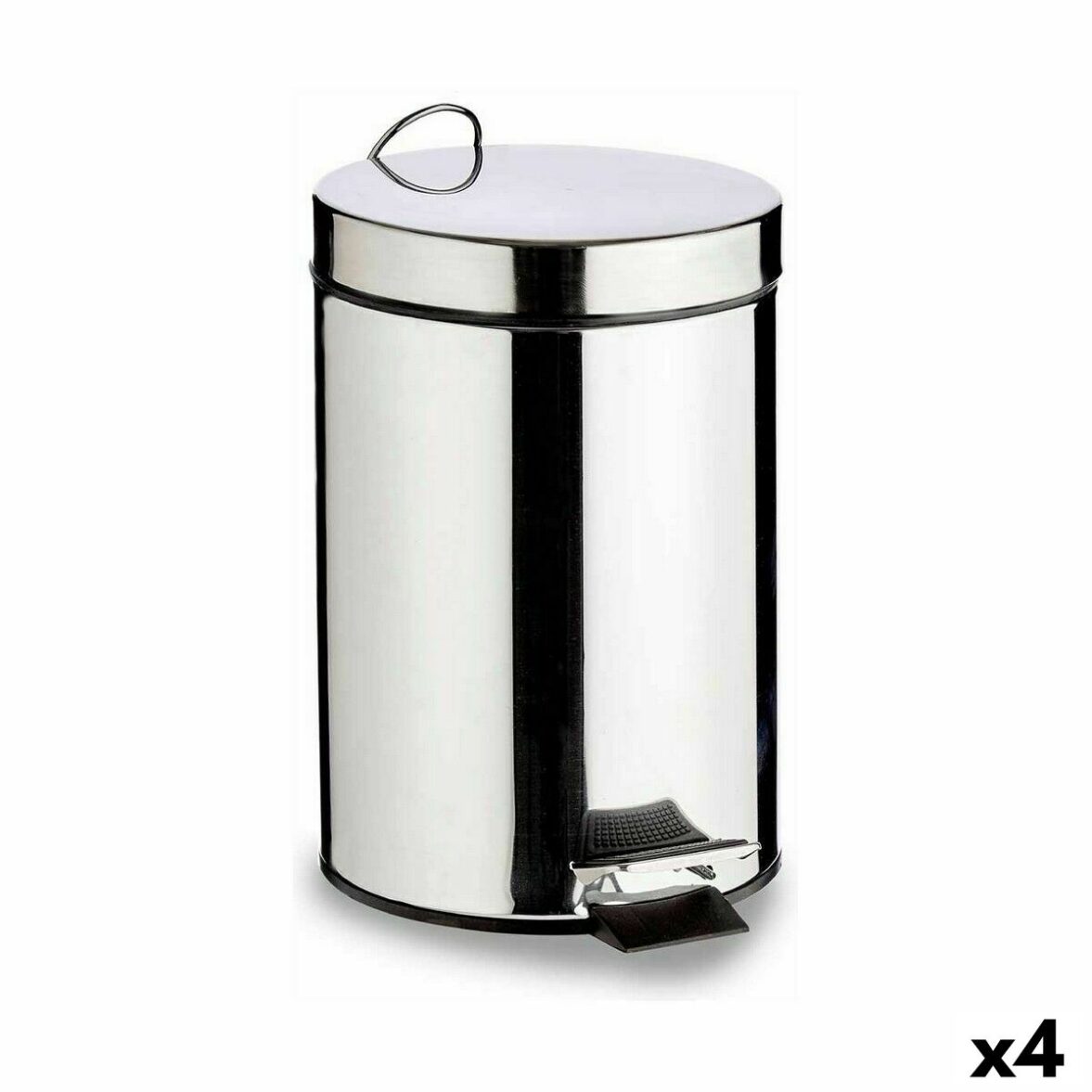 Papelera con Pedal Berilo B0010-7L Plateado Acero Inoxidable Plástico 7 L (4 Unidades)
