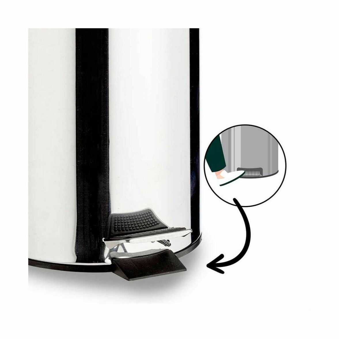 Papelera con Pedal Berilo B0010-7L Plateado Acero Inoxidable Plástico 7 L (4 Unidades) - Imagen 4