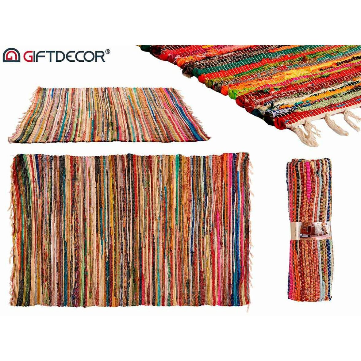 Alfombra GiftDecor A-3 Multicolor 120 x 2 x 180 cm (4 Unidades) - Imagen 3