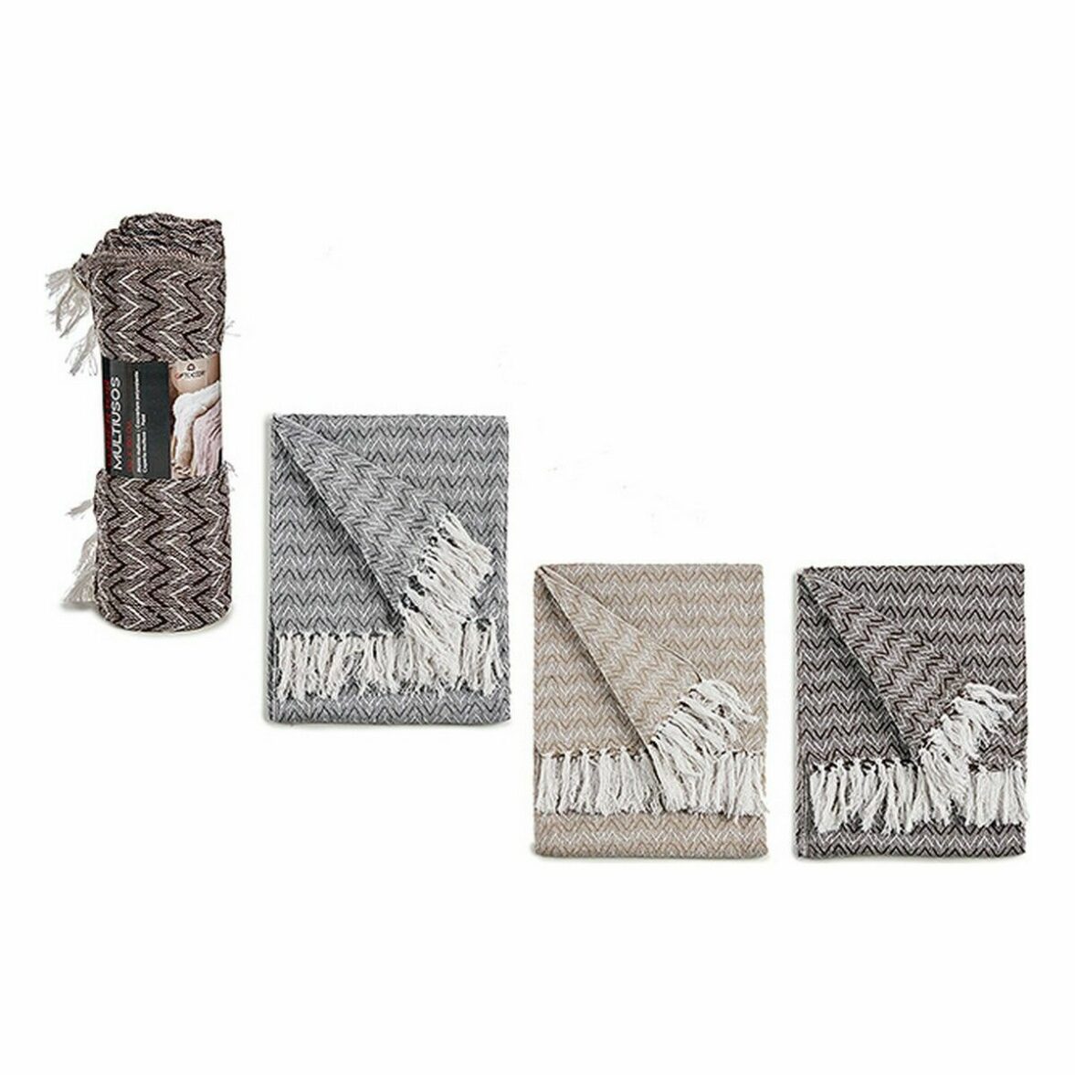 Cubre sofá GiftDecor ITEM NO.25 PLAIDS Marrón Gris Natural 160 x 130 cm Espiga (12 Unidades) - Imagen 3