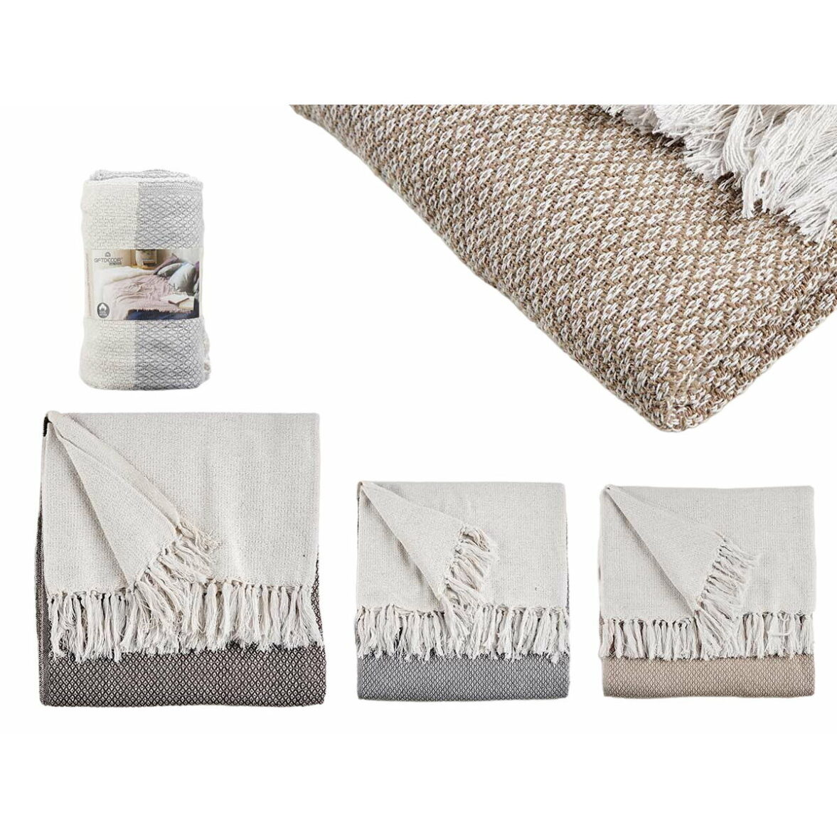 Cubre sofá GiftDecor ITEM NO.28 PLAIDS Marrón Gris Natural 180 x 240 cm Puntos (9 Unidades) - Imagen 4