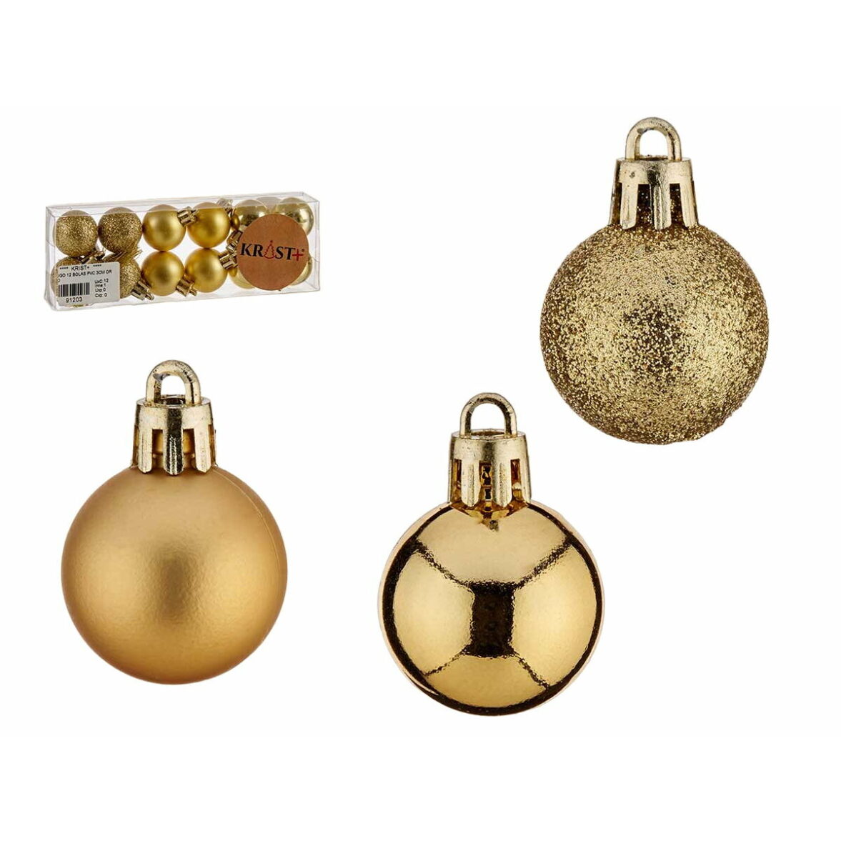 Set de Bolas de Navidad Dorado PVC Ø 3 cm (12 Unidades) - Imagen 3