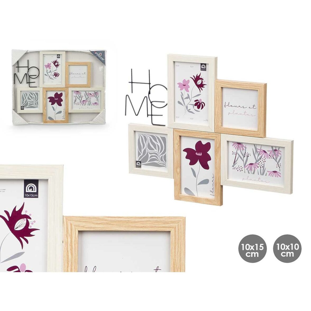 Marco de Fotos GiftDecor 411408K Natural Metal Madera MDF (8 Unidades) - Imagen 6