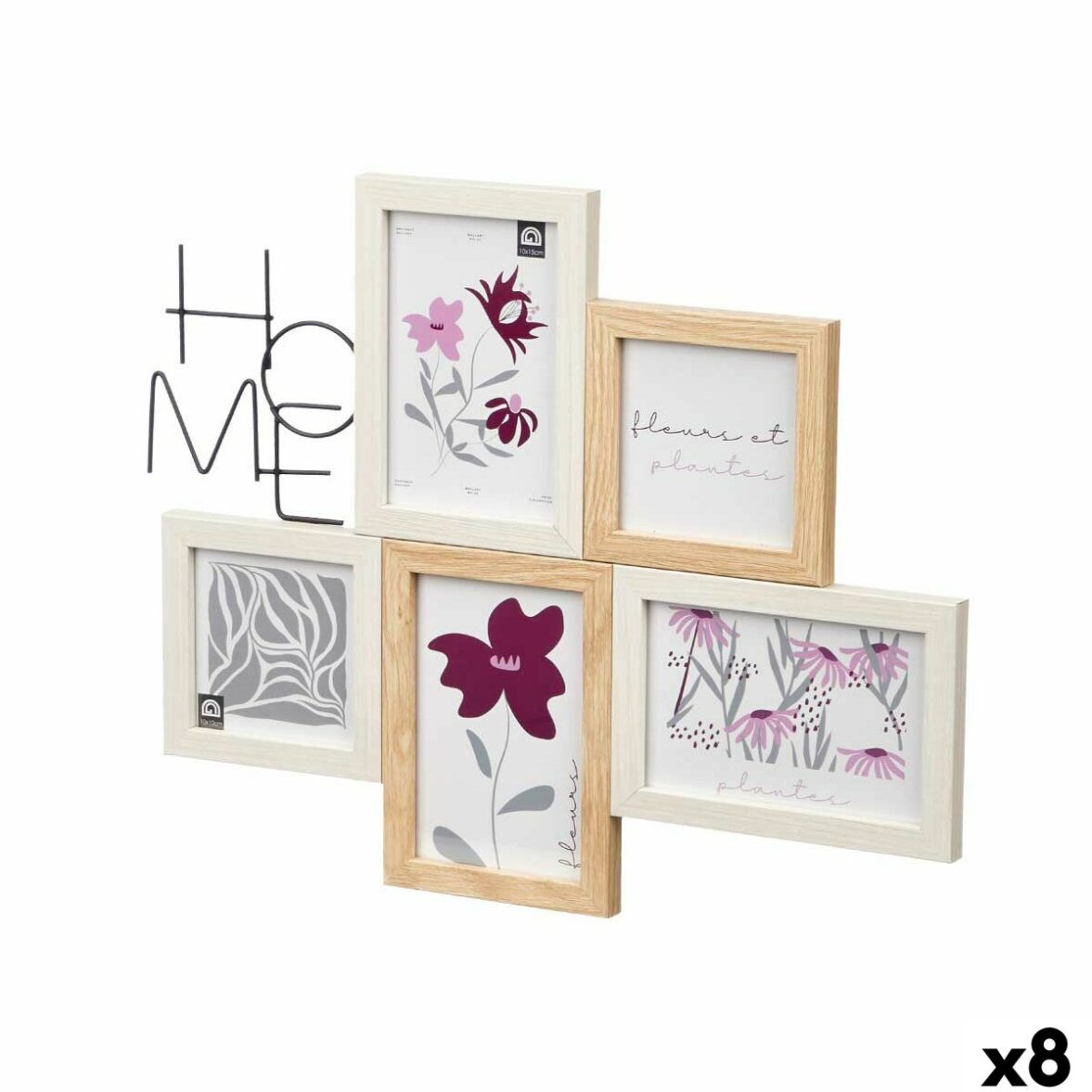 Marco de Fotos GiftDecor 411408K Natural Metal Madera MDF (8 Unidades)