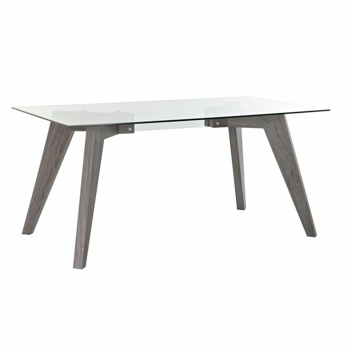 Mesa de Comedor DKD Home Decor Cristal Gris Transparente Madera MDF (160 x 90 x 75 cm)