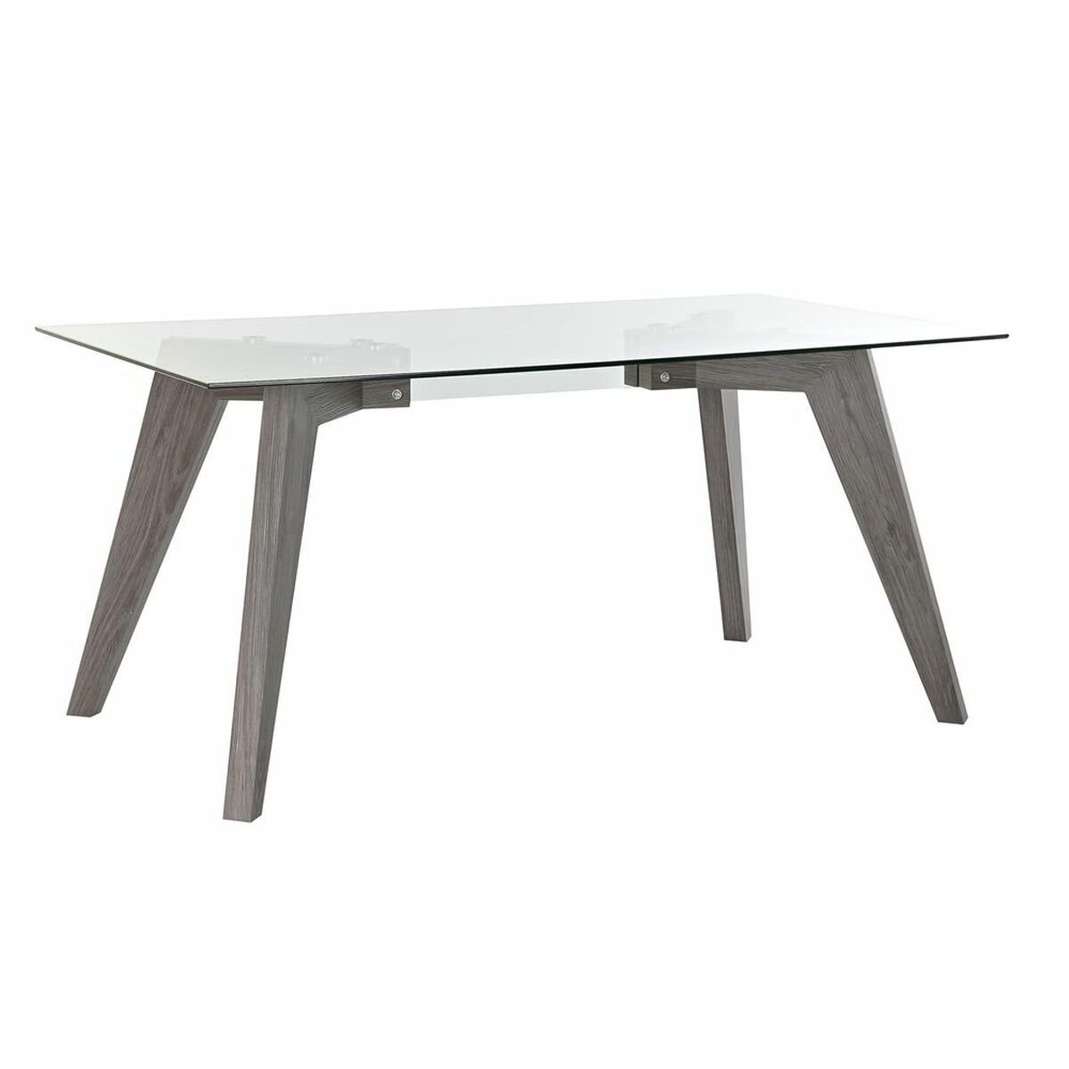 Mesa de Comedor DKD Home Decor Cristal Gris Transparente Madera MDF (160 x 90 x 75 cm)