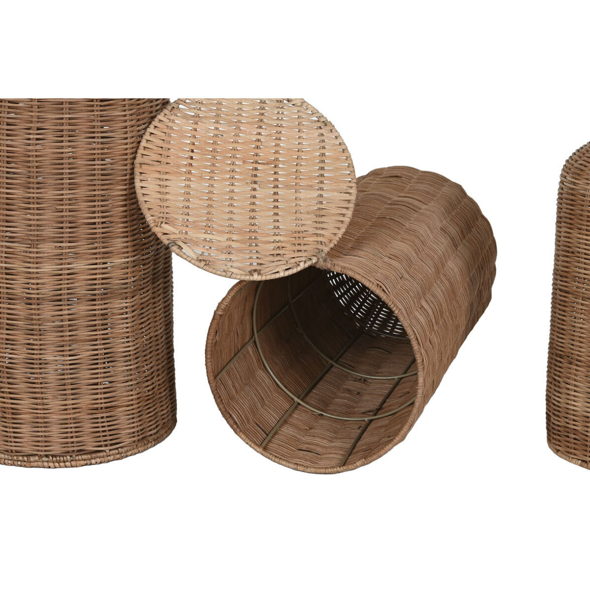 Set de 3 Jarrones Home ESPRIT Marrón Metal Natural 25 x 25 x 82 cm (3 Piezas) - Imagen 3